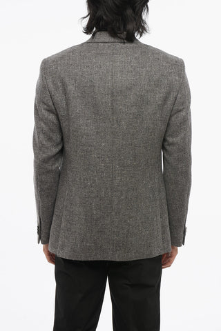 Wool Single-Breasted Blazer with Patch Pockets