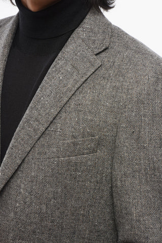 Wool Single-Breasted Blazer with Patch Pockets