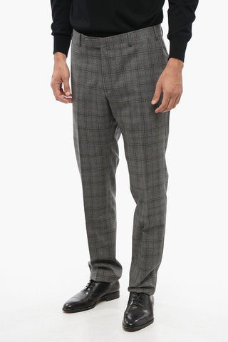 Virgin Wool Suit with Check Motif