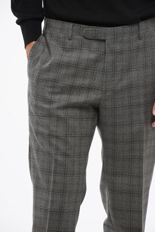 Virgin Wool Suit with Check Motif