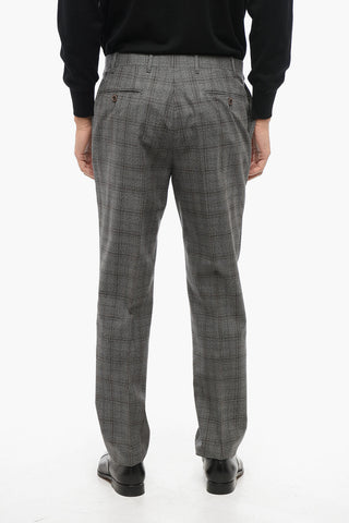 Virgin Wool Suit with Check Motif