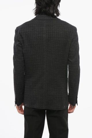 Blazer Monopetto In Lana Sfoderato Motivo Pied De Poule