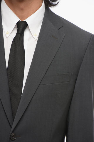 CC COLLECTION Virgin Wool Two-Button Suit With Two Vents and Notched Lapel