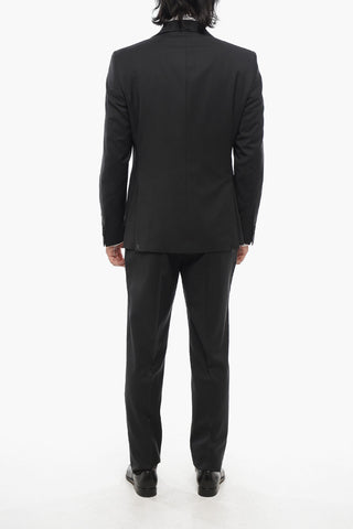 CC COLLECTION Virgin Wool Three-Piece Suit with Waistcoat, Two Vents and Peak Lapel