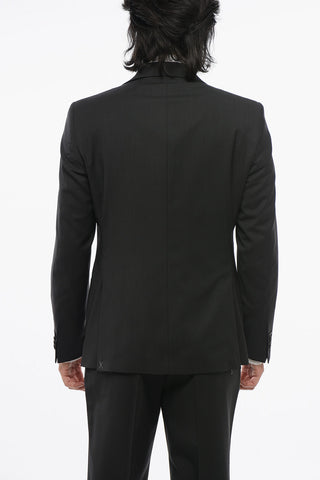 CC COLLECTION Virgin Wool Three-Piece Suit with Waistcoat, Two Vents and Peak Lapel
