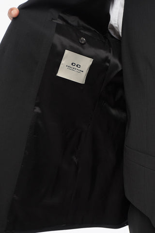 CC COLLECTION Virgin Wool Three-Piece Suit with Waistcoat, Two Vents and Peak Lapel