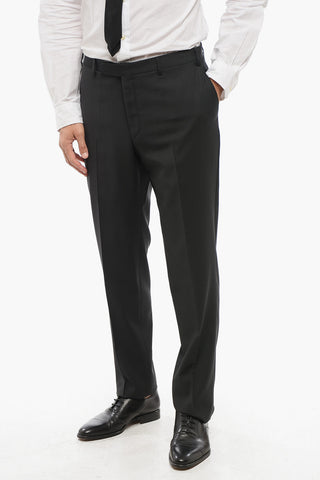 CC COLLECTION Virgin Wool Three-Piece Suit with Waistcoat, Two Vents and Peak Lapel