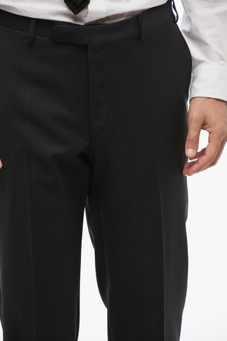 CC COLLECTION Virgin Wool Three-Piece Suit with Waistcoat, Two Vents and Peak Lapel