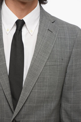 CC COLLECTION Two-Button District Check Virgin Wool Suit with Double Vents and Classic Lapel