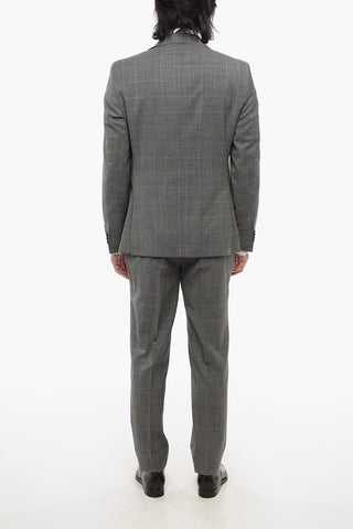 CC COLLECTION Two-Button District Check Virgin Wool Suit with Double Vents and Classic Lapel