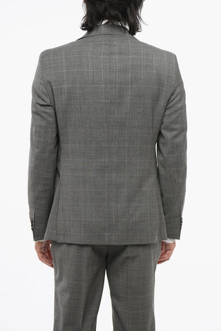 CC COLLECTION Two-Button District Check Virgin Wool Suit with Double Vents and Classic Lapel