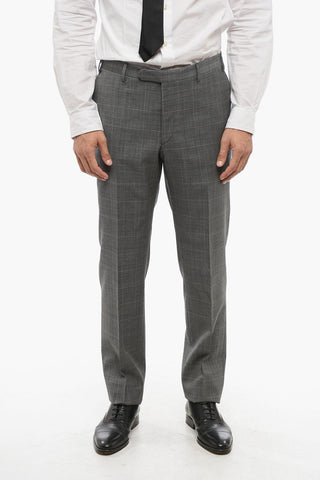 CC COLLECTION Two-Button District Check Virgin Wool Suit with Double Vents and Classic Lapel