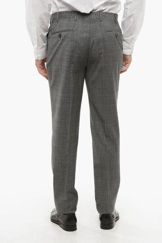 CC COLLECTION Two-Button District Check Virgin Wool Suit with Double Vents and Classic Lapel