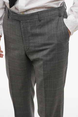 CC COLLECTION Two-Button District Check Virgin Wool Suit with Double Vents and Classic Lapel