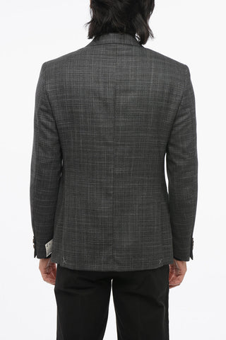Wool-Blend Single-Breasted Blazer with Flap Pockets