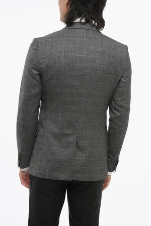 Unlined Virgin Wool Checked Blazer