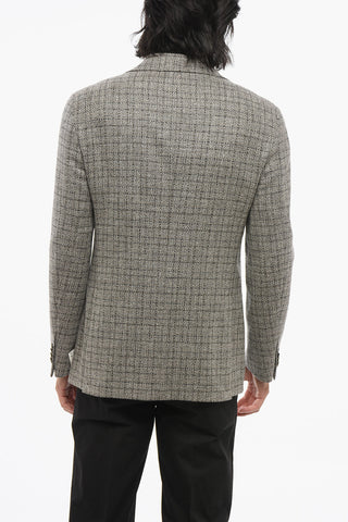Blazer Monopetto In Lana Con Tasche A Toppa