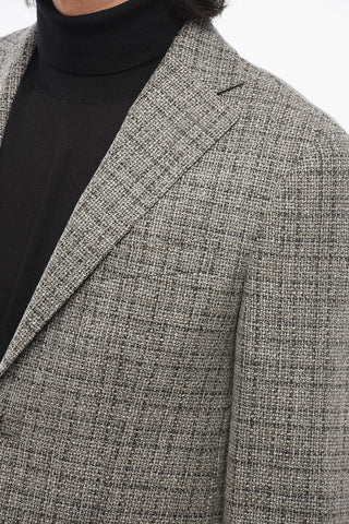Blazer Monopetto In Lana Con Tasche A Toppa