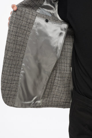 Blazer Monopetto In Lana Con Tasche A Toppa