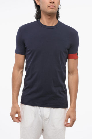 Crew Neck Cotton Blend T-Shirt with Contrasting Detail