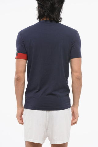 Crew Neck Cotton Blend T-Shirt with Contrasting Detail