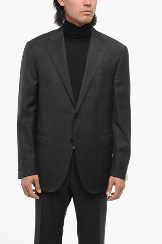 Virgin Wool ACADEMY Suit with Check Motif