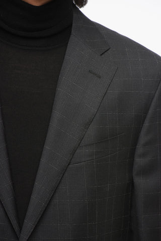 Virgin Wool ACADEMY Suit with Check Motif