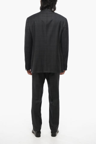 Virgin Wool ACADEMY Suit with Check Motif