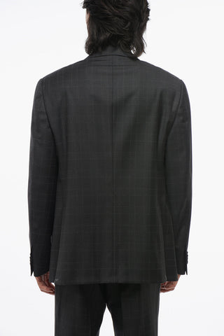 Virgin Wool ACADEMY Suit with Check Motif
