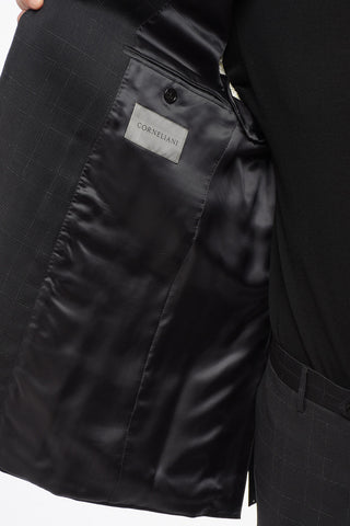 Virgin Wool ACADEMY Suit with Check Motif