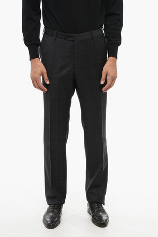 Virgin Wool ACADEMY Suit with Check Motif