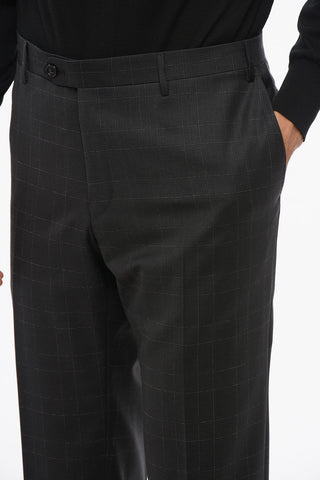 Virgin Wool ACADEMY Suit with Check Motif