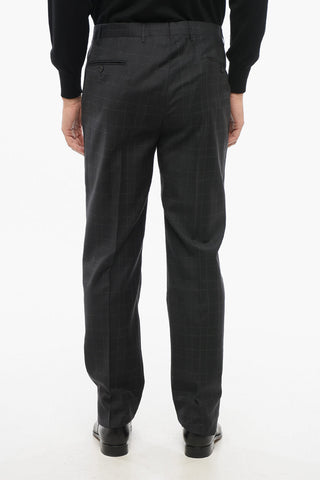 Virgin Wool ACADEMY Suit with Check Motif