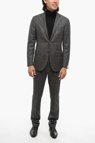 Prince Of Wales Motif Wool Single Breasted Blazer With Flap Pockets