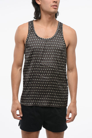 Top Pigiama in Misto Seta Motivo Monogram