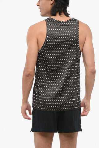 Top Pigiama in Misto Seta Motivo Monogram