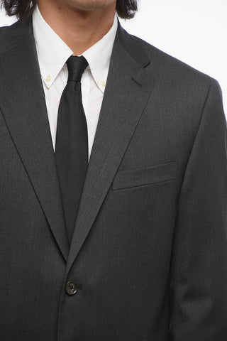 CC COLLECTION Two-Button Virgin Wool Suit with Double Vents, Classic Lapel and Belt Loops