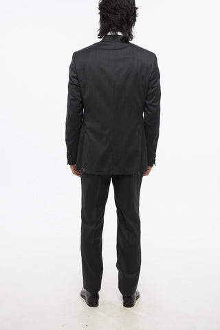 CC COLLECTION Two-Button Virgin Wool Suit with Double Vents, Classic Lapel and Belt Loops