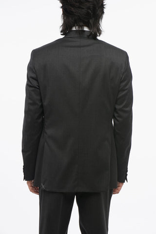 CC COLLECTION Two-Button Virgin Wool Suit with Double Vents, Classic Lapel and Belt Loops