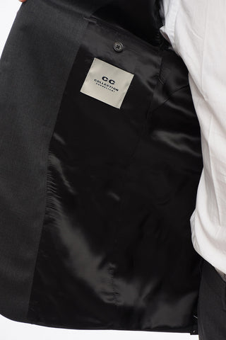 CC COLLECTION Two-Button Virgin Wool Suit with Double Vents, Classic Lapel and Belt Loops