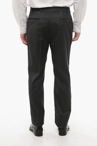 CC COLLECTION Two-Button Virgin Wool Suit with Double Vents, Classic Lapel and Belt Loops