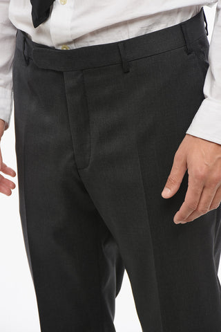 CC COLLECTION Two-Button Virgin Wool Suit with Double Vents, Classic Lapel and Belt Loops