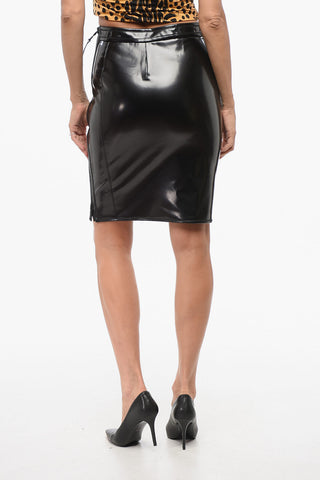 Faux Leather Skirt with Zip Closure