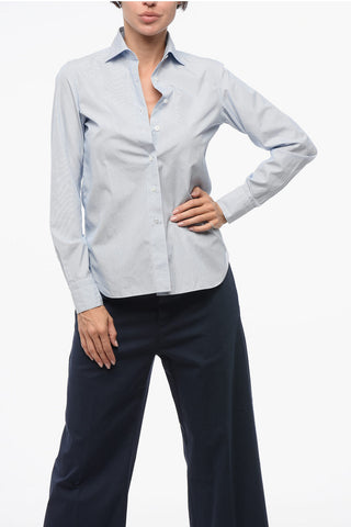 Hairline Patterned Popeline Shirt with Standard Collar