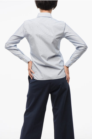 Hairline Patterned Popeline Shirt with Standard Collar