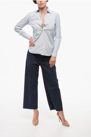 Hairline Patterned Popeline Shirt with Standard Collar