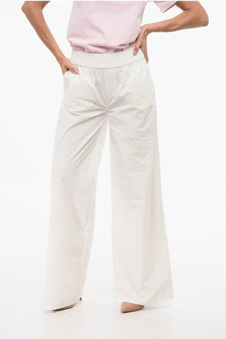 Pantaloni Wide Leg con Logo Patch