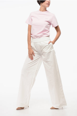 Pantaloni Wide Leg con Logo Patch