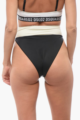 Slip Bikini Bicolore a Vita Alta