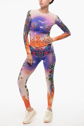Top Sheer con Fantasia Astratta